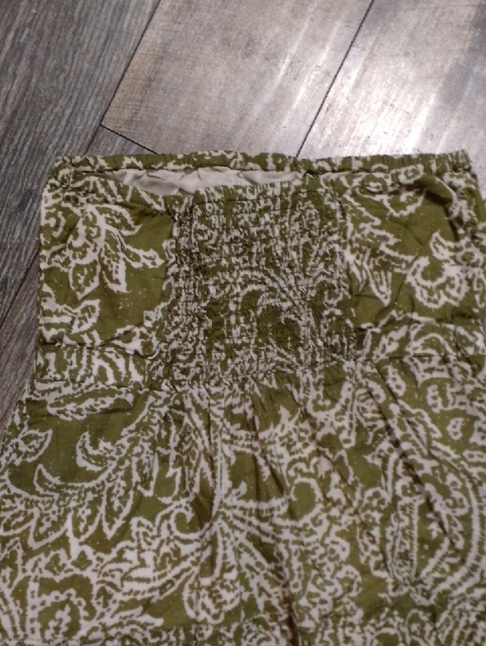 American Eagle Sage Green Paisley Mini Tube Top Dress Trippy Forest Hippie - Picture 7 of 11